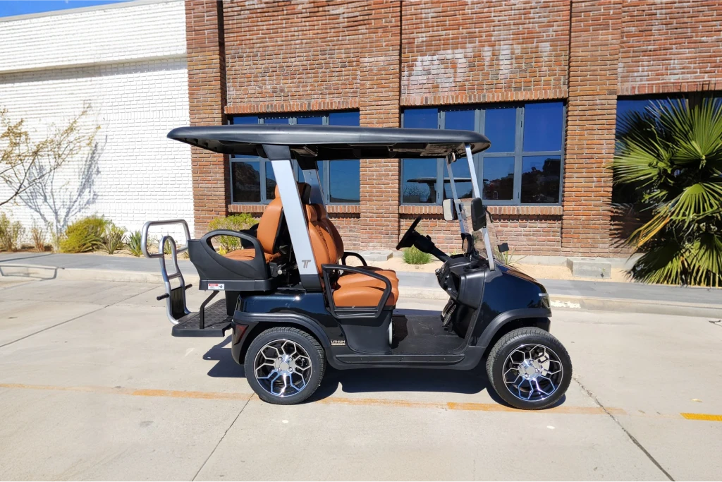 2025 TARA Roadster 2+2 (Black with Brown Seats) - DEMO UNIT - Like New! - Hardy Carts & Equipment