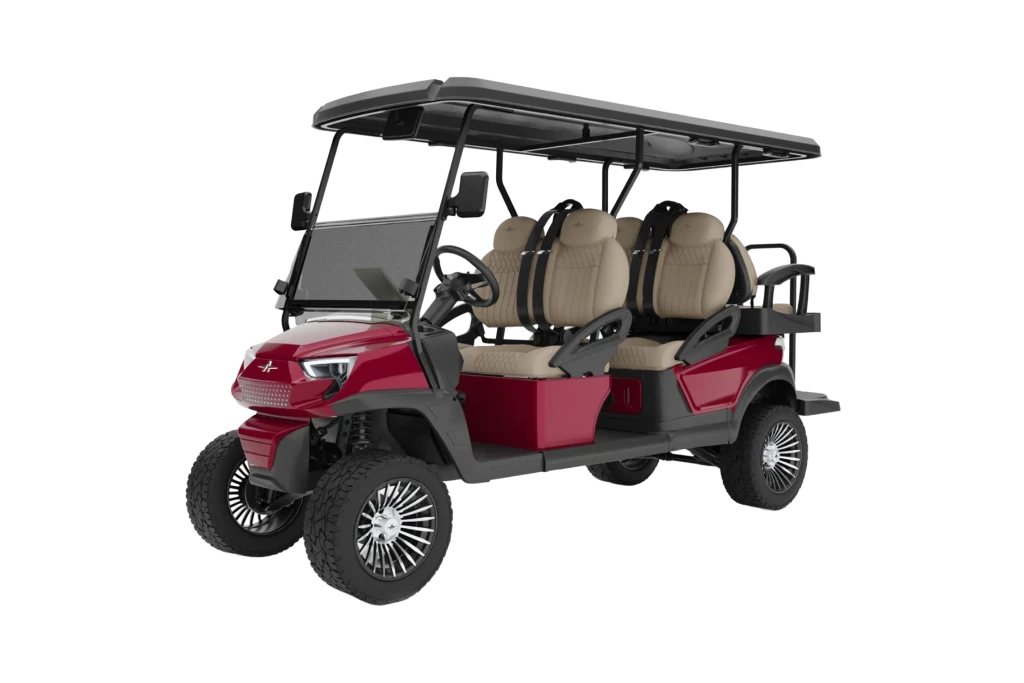 Atlas 6 Passenger Ruby Red with Pebblel Seat -  Hardy Carts & Equipment