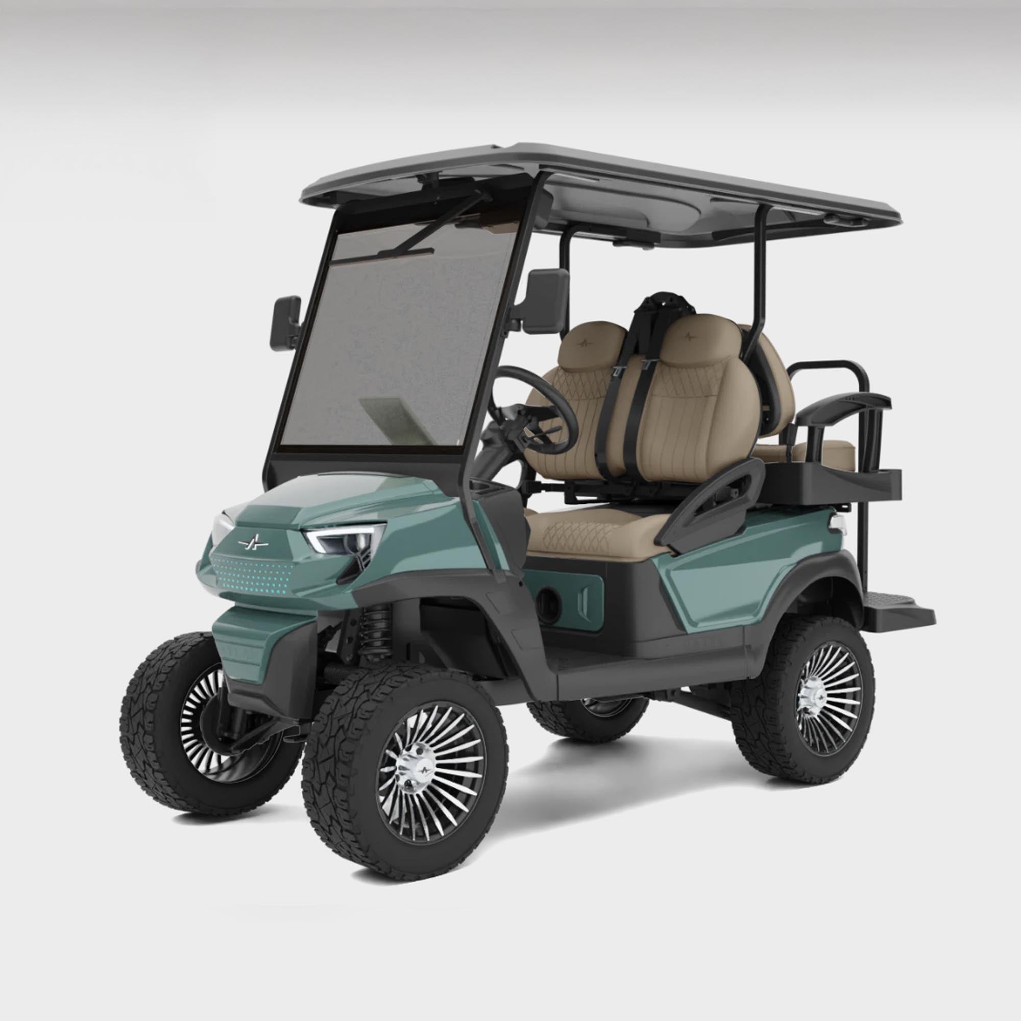 Atlas 4 passenger (lifted) – Titanium Green (Pebble, Machined)- Hardy Carts & Equipment