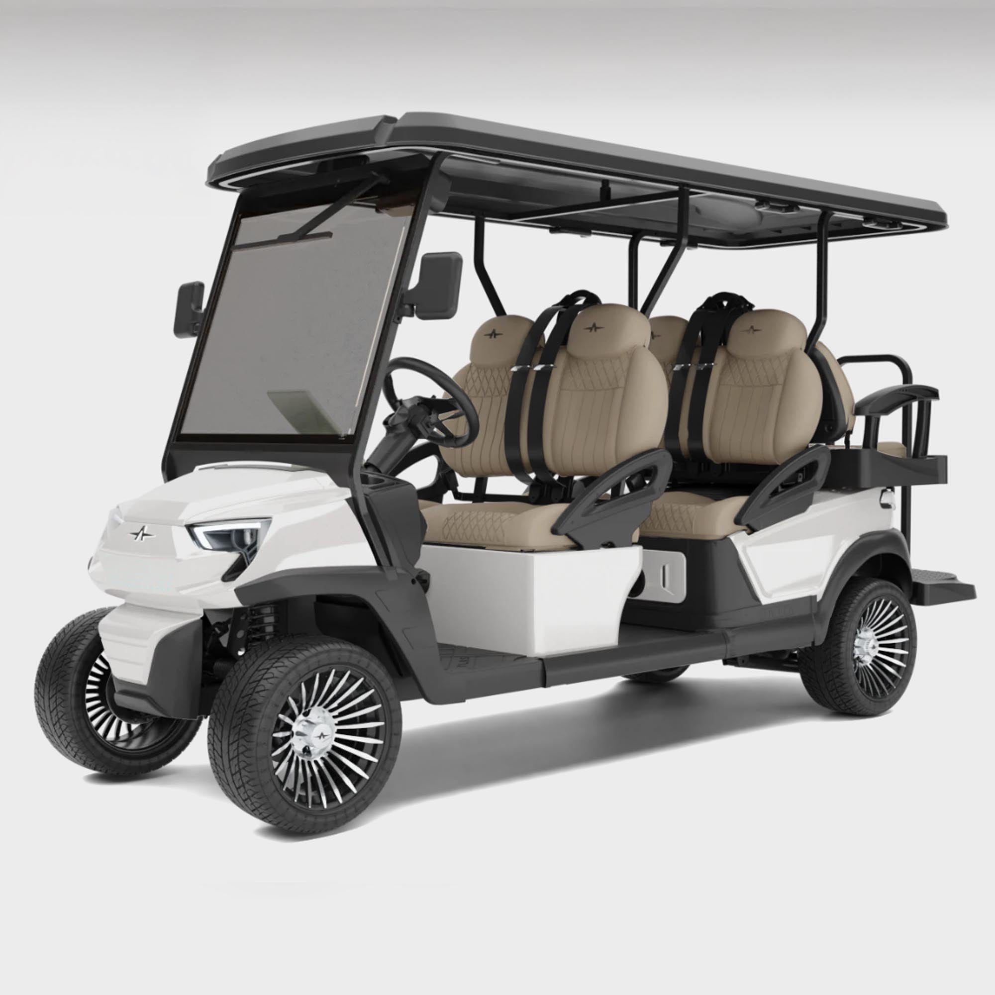 Atlas 6 passenger – Pearl White (Pebble, Machined) - Hardy Carts & Equipment