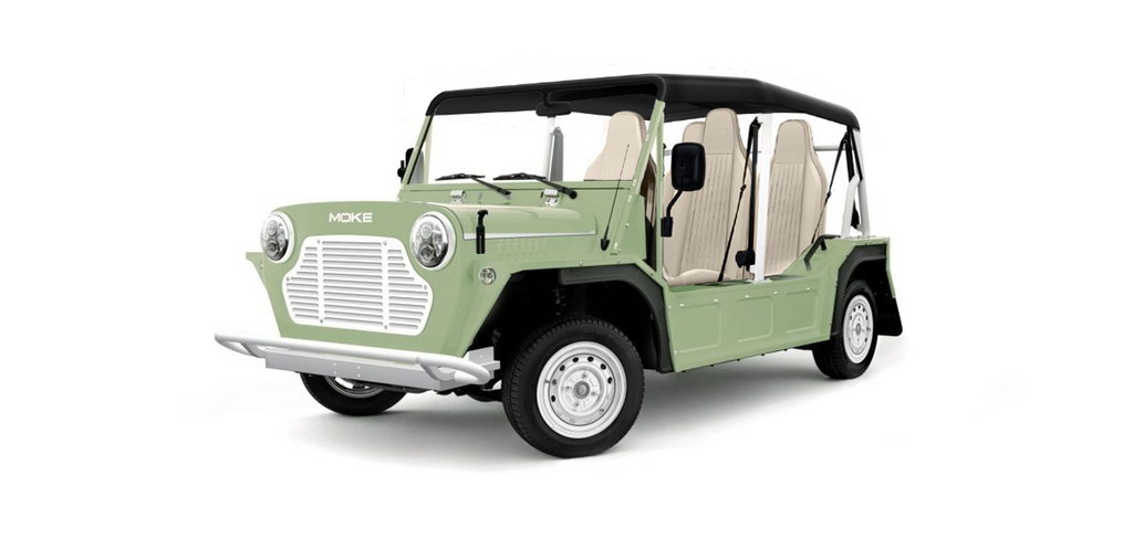 Moke Eucalyptus Green with Cream & Black Bimini Top- Hardy Carts & Equipment