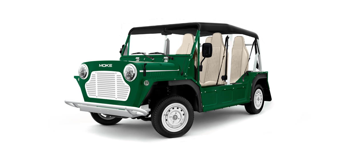 Moke Forest Green with Cream & Black Bimini Top- Hardy Carts & Equipment