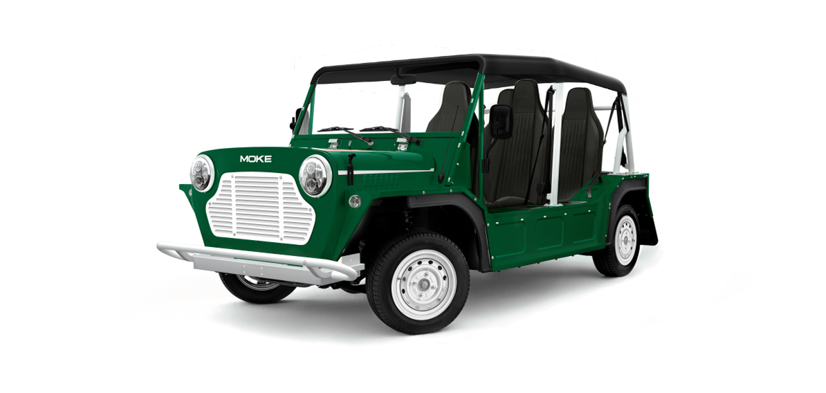 Moke Forest Green with Black & Black Bimini Top- Hardy Carts & Equipment