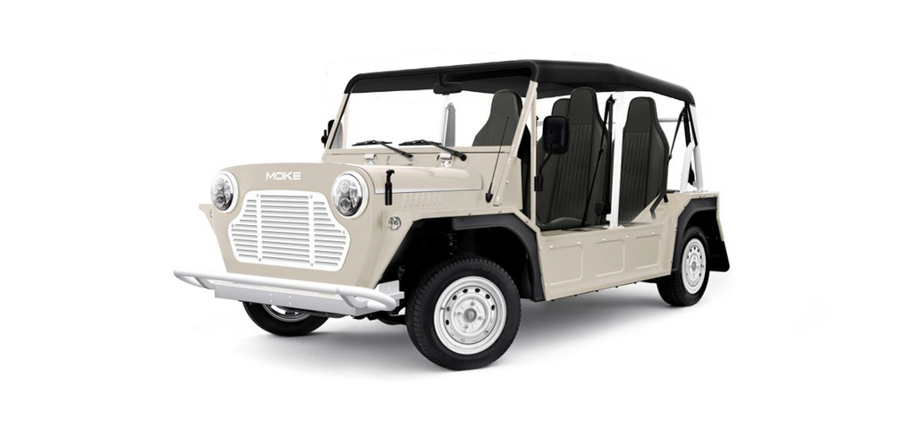 Moke Shell White with Black & Black Bimini Top- Hardy Carts & Equipment