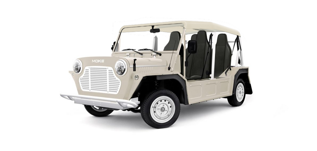 Moke Shell White with Black & Crean Bimini Top Aluminum Rim- Hardy Carts & Equipment