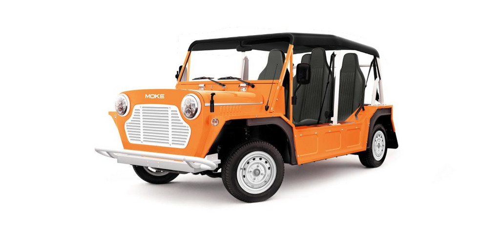 Moke Sunset Orange with Black & Black Bimini Top- Hardy Carts & Equipment