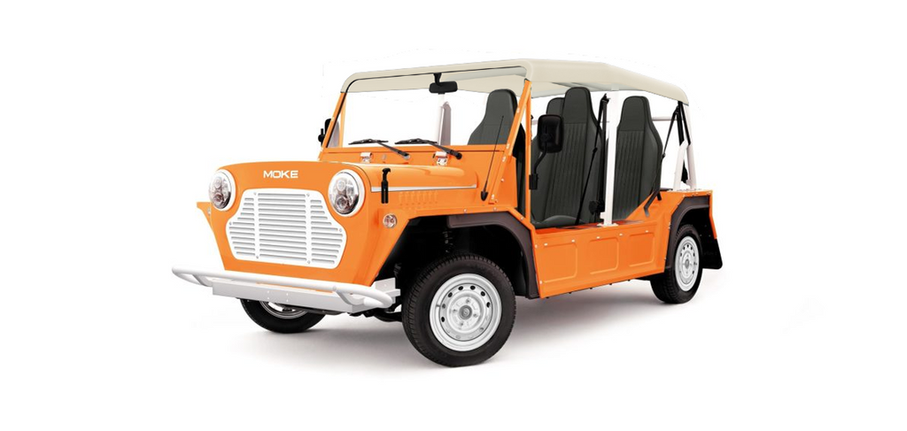 Moke Sunset Orange with Black & Cream Bimini Top Aluminum Rim- Hardy Carts & Equipment