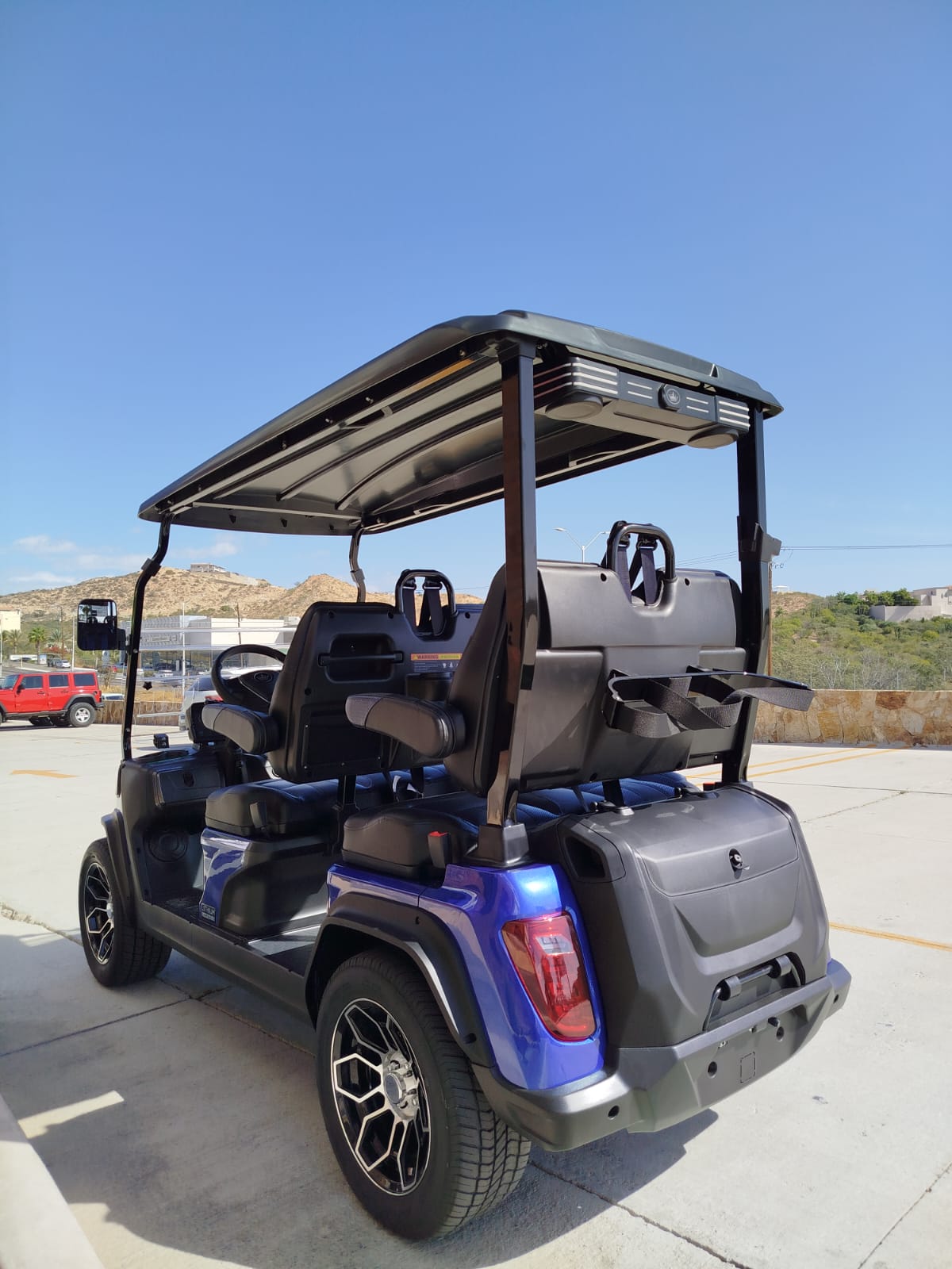 D5 Ranger 4 Portimao Blue with Back and Blue seatc- Hardy Carts & Equipment