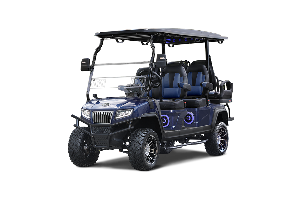 D5 Maverick 4+2 Plus - Mediterranean Blue with Black & Blue Seats - Hardy Carts & Equipment