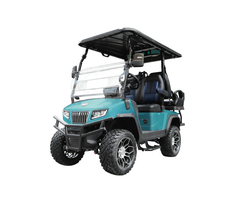 D5 Maverick 2+2 plus-Sky Blue with Black & Blue Seats - Hardy Carts & Equipment