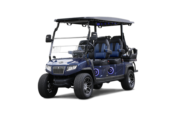 D5 Ranger 4+2 Passenger - Mediterranean Blue with Black and Blue Seats- Hardy Carts & Equipment