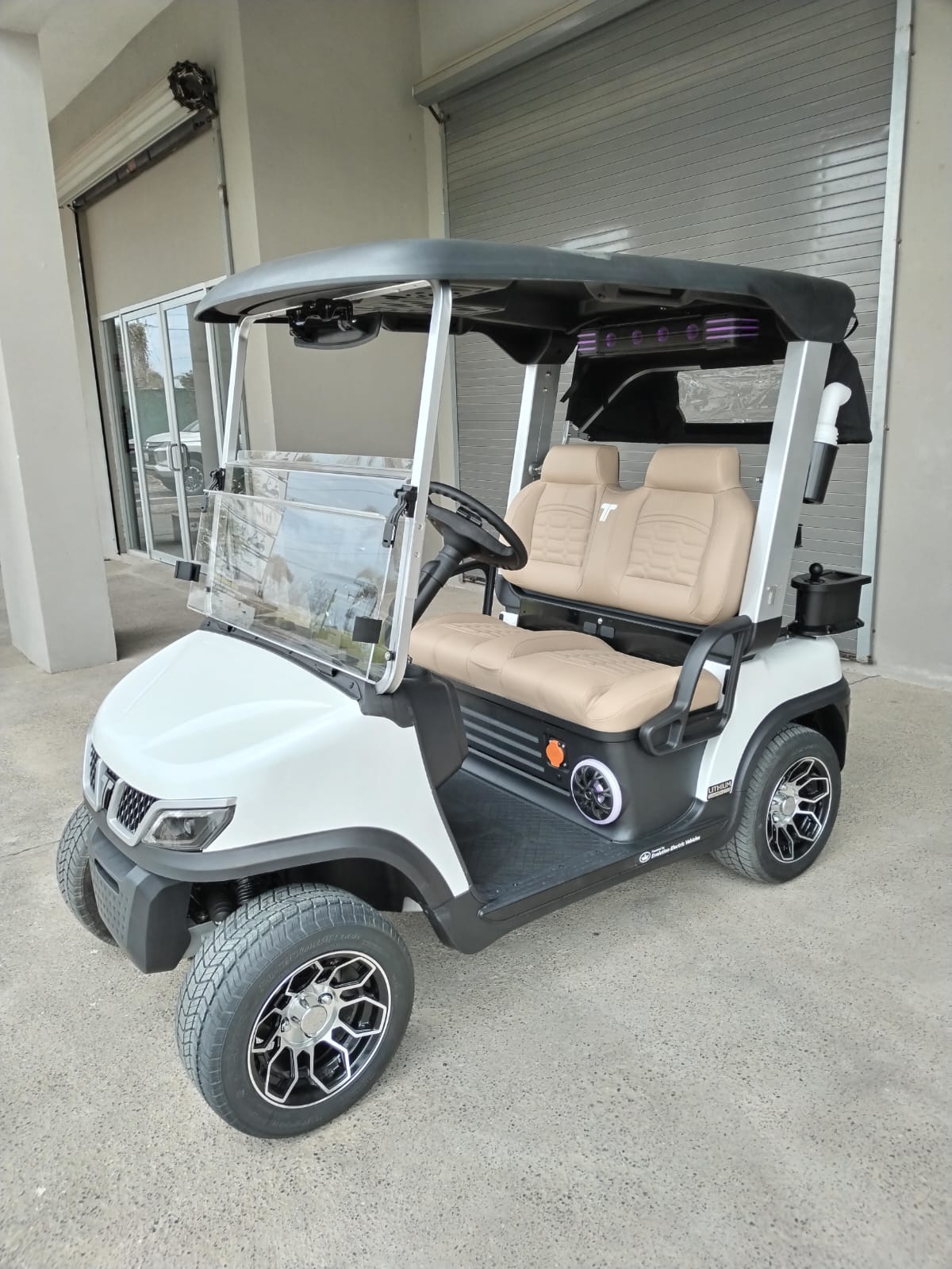 Tara 2 Golf - Mineral White with Beige Seats - Hardy Carts & Equipment