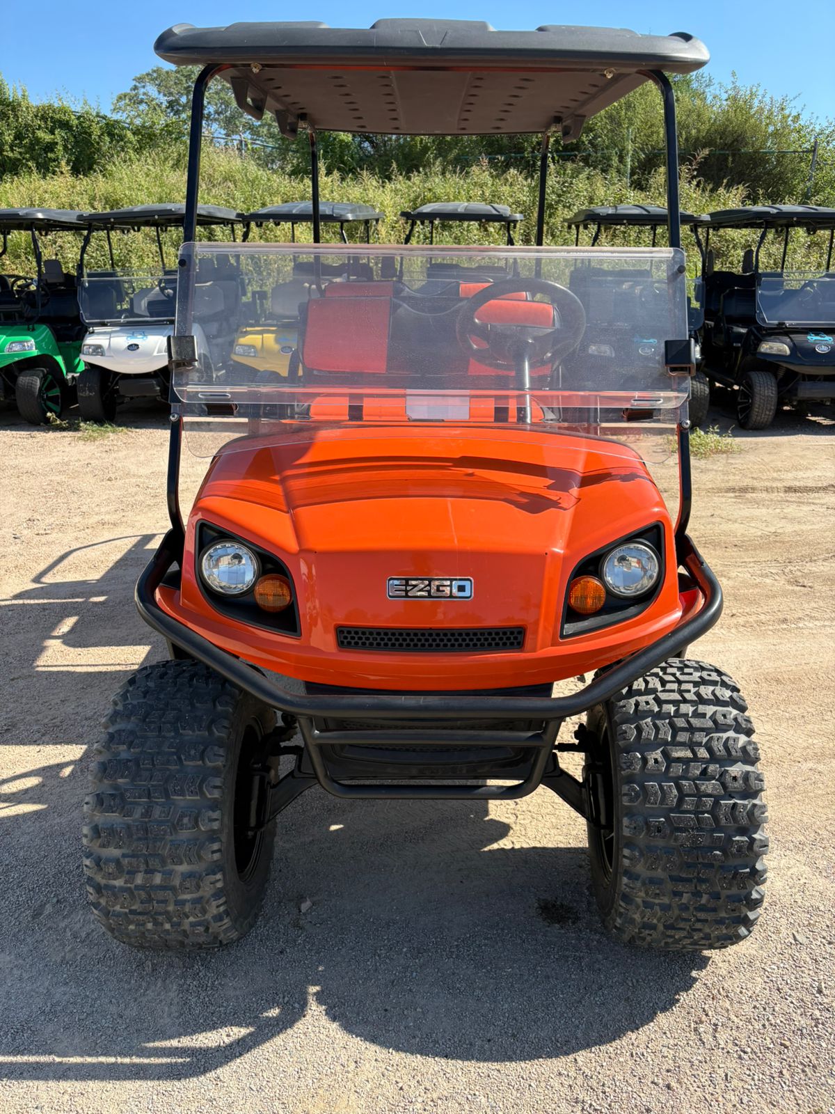 EZGo Express L6 E - Orange with Black Seats - Hardy Carts & Equipment