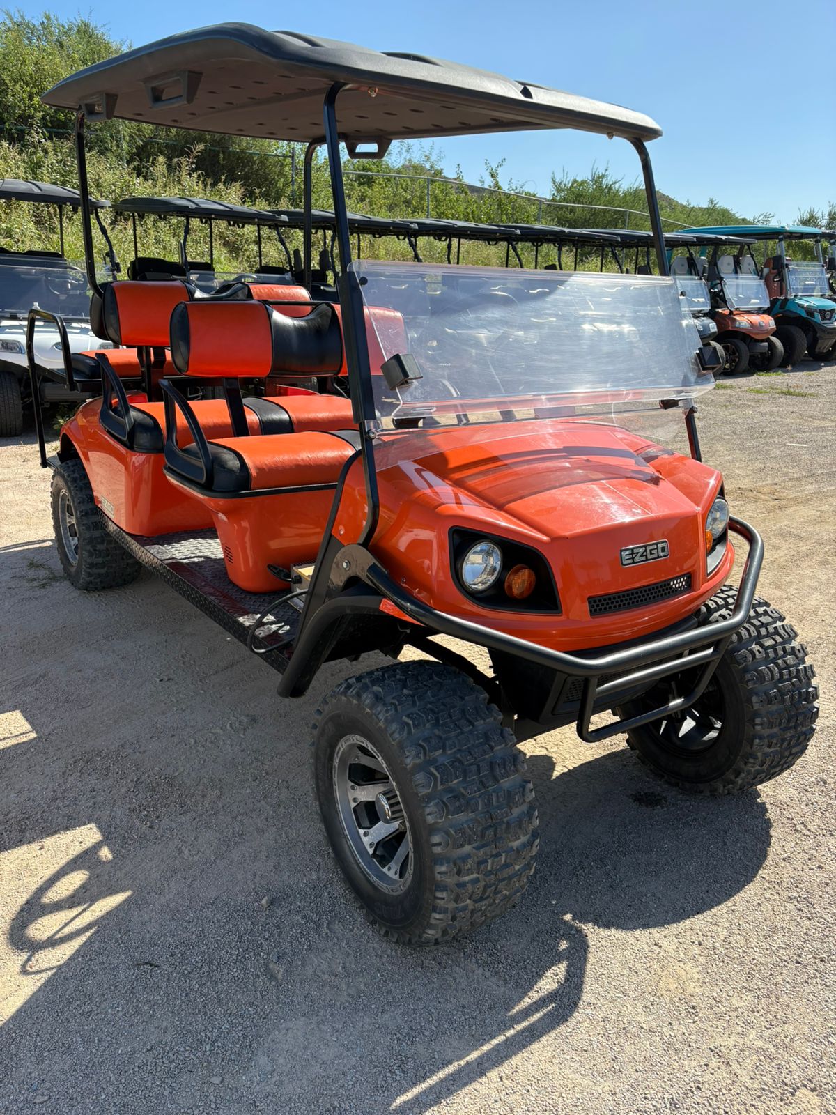 EZGo Express L6 E - Orange with Black Seats - Hardy Carts & Equipment