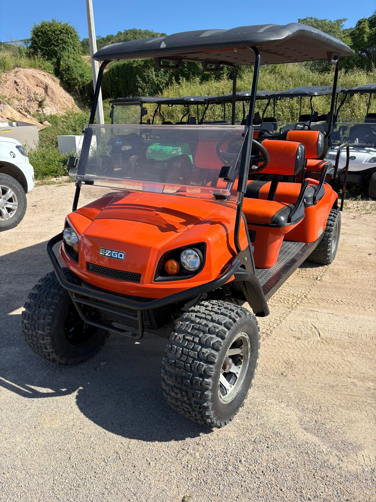 EZGo Express L6 E - Orange with Black Seats - Hardy Carts & Equipment