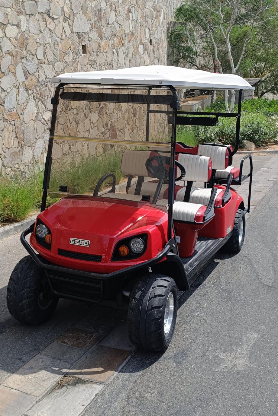 EZGO Express S6 G - 2019 - Red - Red and white Seats - USED